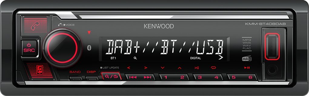 Radio makine Kenwood KMM-BT408DAB, Single DIN, Bluetooth DAB+ USB, e zezë