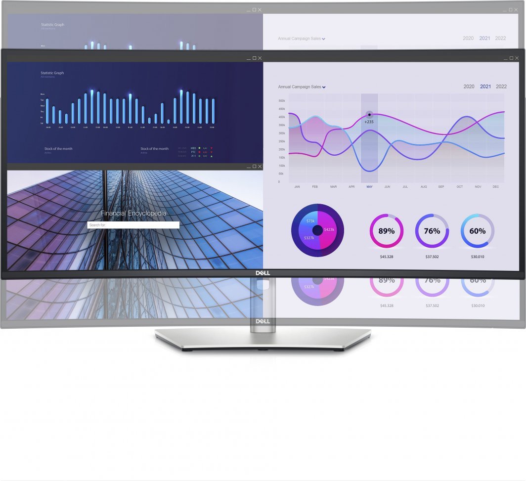 Monitor Dell UltraSharp U3423WE, 34.14", 3440 x 1440 (UWQHD), 60 Hz, i argjendtë
