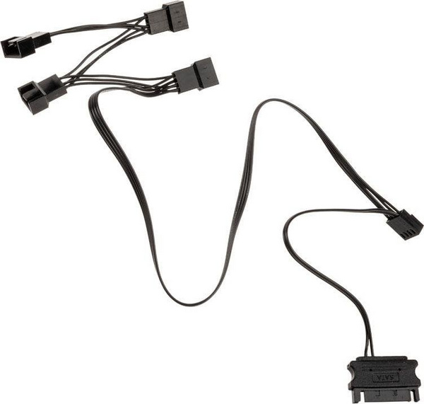 Kabllo splitter ventilatorësh Kolink PGW-AC-KOL-049, 4-pin PWM + SATA në 4x 4-pin, 0.35m, e zezë