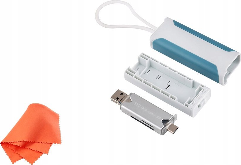 Kuti për karta memorie JJC MCR STM5WB, me lexues karte USB 3.0, e bardhë kaltërosh