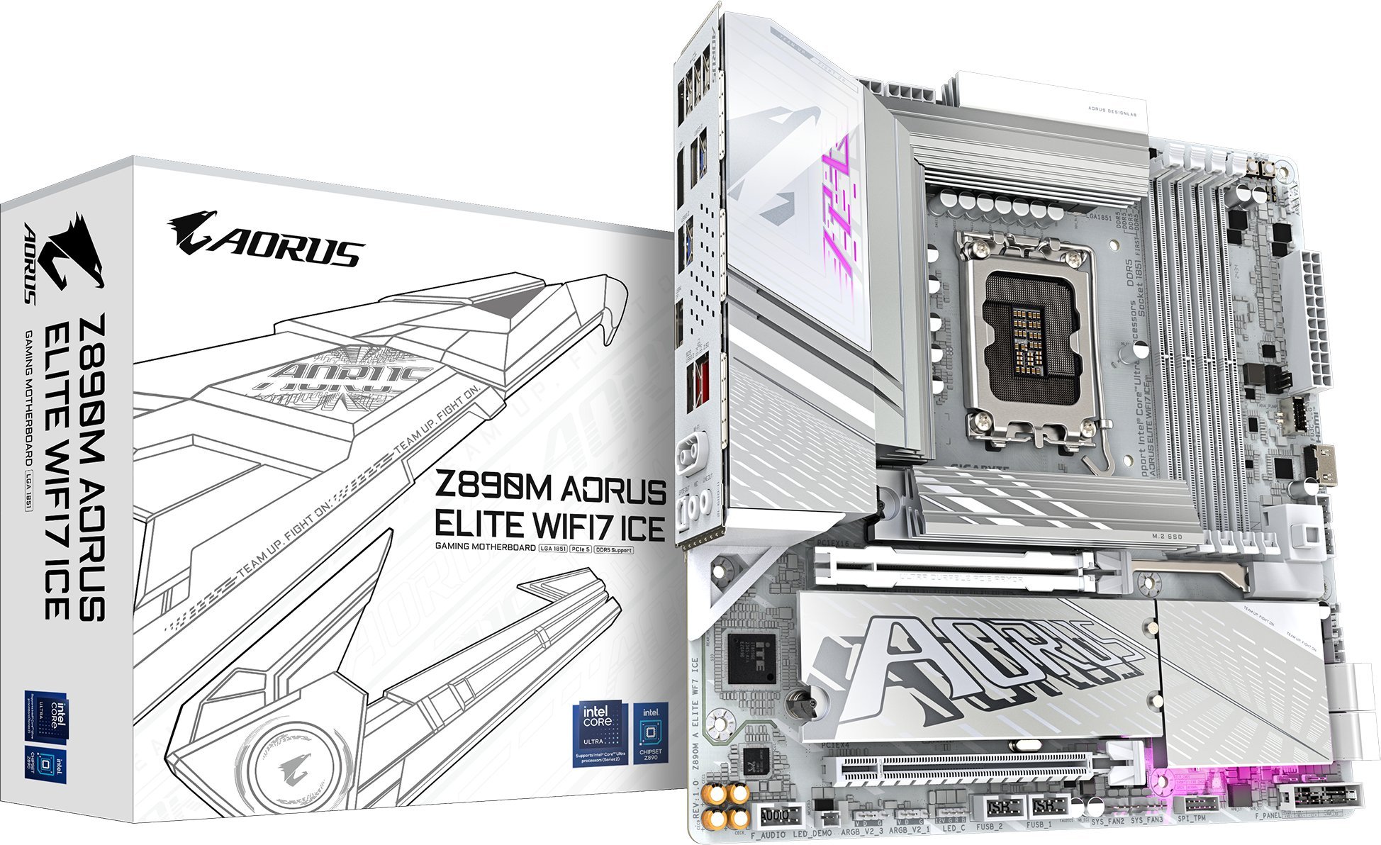 Pllakë amë Gigabyte Z890M Aorus Elite WiFi 7 Ice, DDR5, PCIe 5.0, ATX