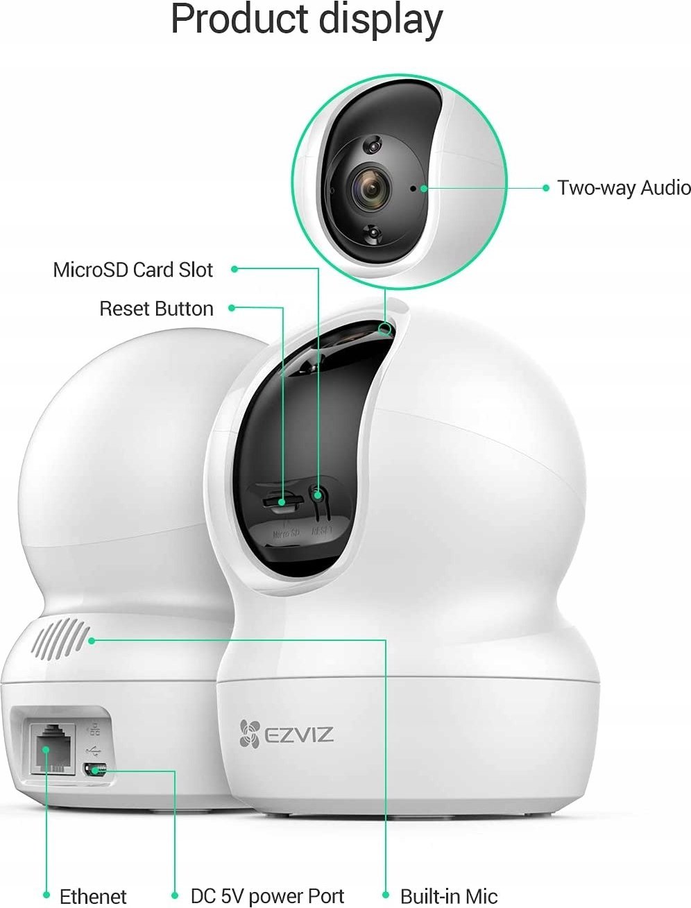 Kamerë sigurie Wi-Fi EZVIZ CS-CP1, 4MP 2K, IR 10m, e bardhë