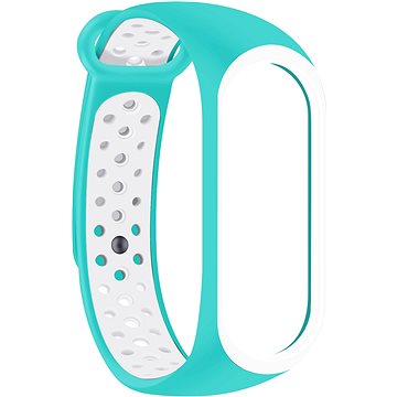 Byzylyk zëvendësues Eternico Sporty për Xiaomi Mi Band 5 6 7, silikon, i ajrosshëm, aqua blue dhe i bardhë