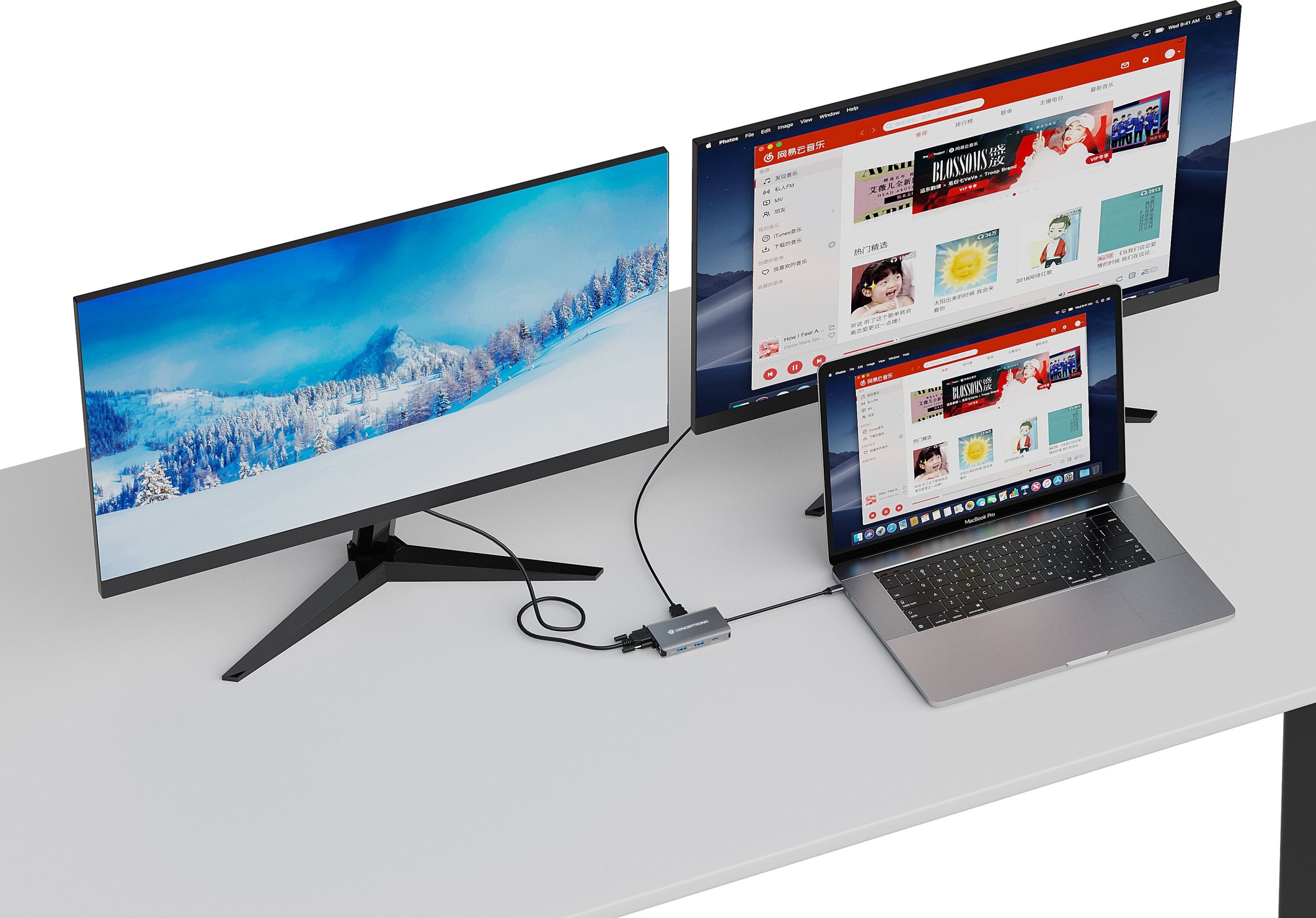 Docking station Conceptronic DONN21G, 7 në 1, HDMI VGA, gri