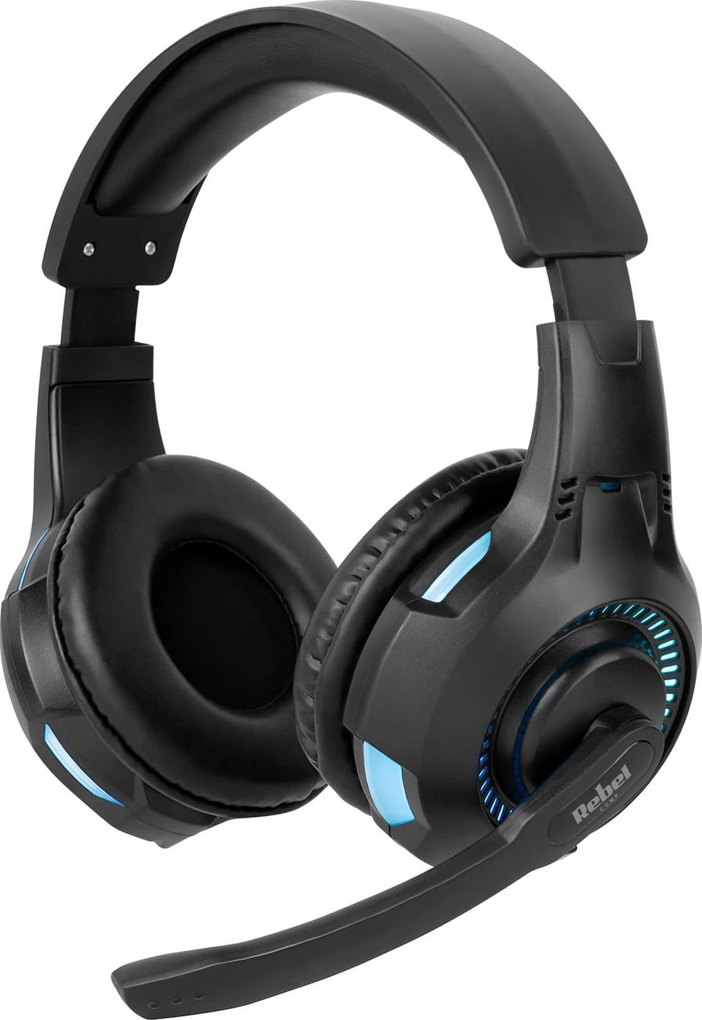 Гејминг слушалки Rebel Comp GH-20, со микрофон, RGB, црни