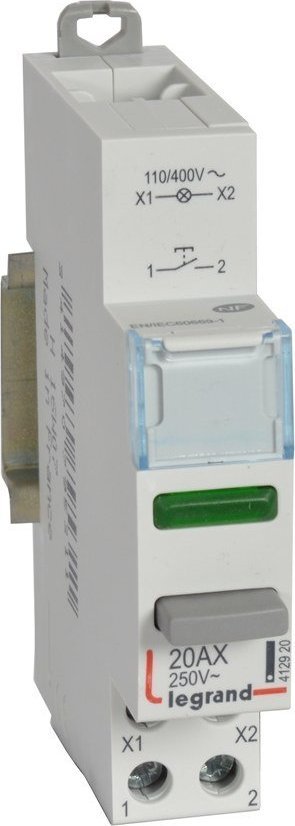 Telekomandë Legrand 412 920, buton komandues N O, LED i gjelbër, gri