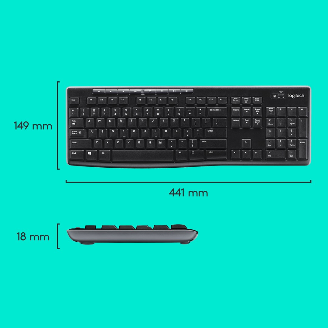 Set tastierë dhe maus Logitech MK270, wireless, e zezë