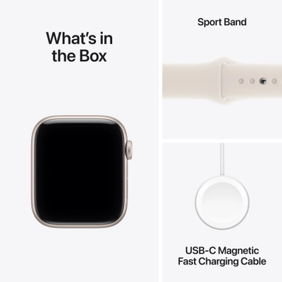 Apple Watch SE 3 GPS 44mm Starlight Aluminium Case with Starlight Sport Band, S/M