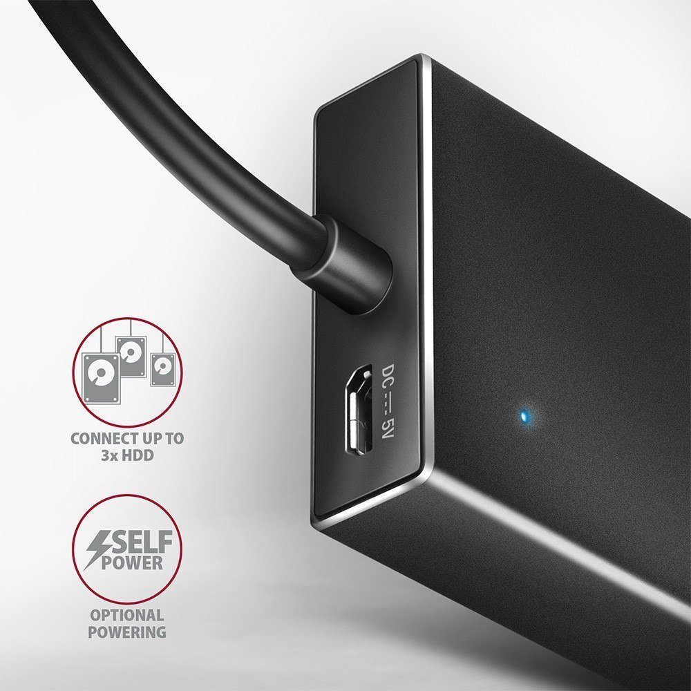 USB HUB Axagon HUE-F7A, 7x USB 3.2 Gen 1, kabllo USB-C 30 cm, alumini