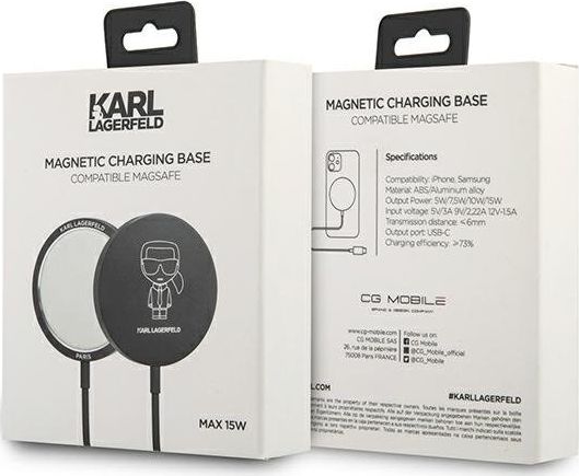 Индуктивен полнач Karl Lagerfeld KLCBMSIKBK KLD511, 15W, USB C, црн