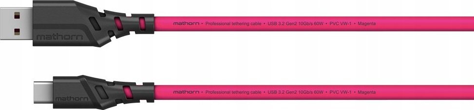 Кабел tethering Mathorn MTC-200, USB A во USB C, 2m, магента
