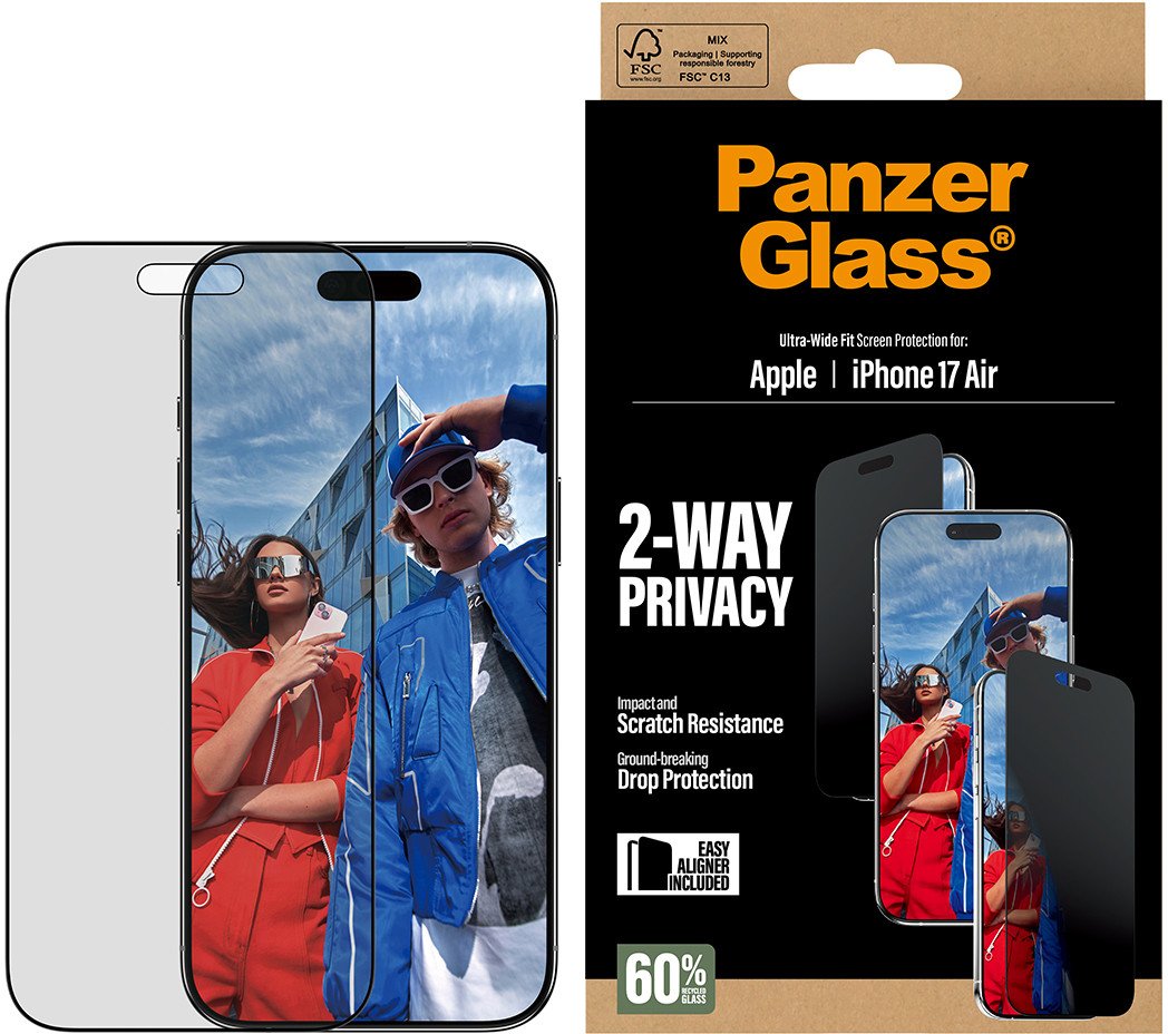 Mbrojtëse ekrani PanzerGlass 2 Way Privacy, iPhone Air, Ultra Wide Fit, transparente