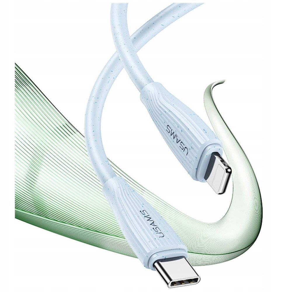 Kабел USB Usams Green Series SJ717, USB-C во Lightning 1m, 30W, розова