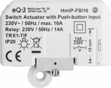 Aktuator çelësi HomeMatic IP HMIP-FSI16, montim i fshehtë, hyrje me buton, i bardhë