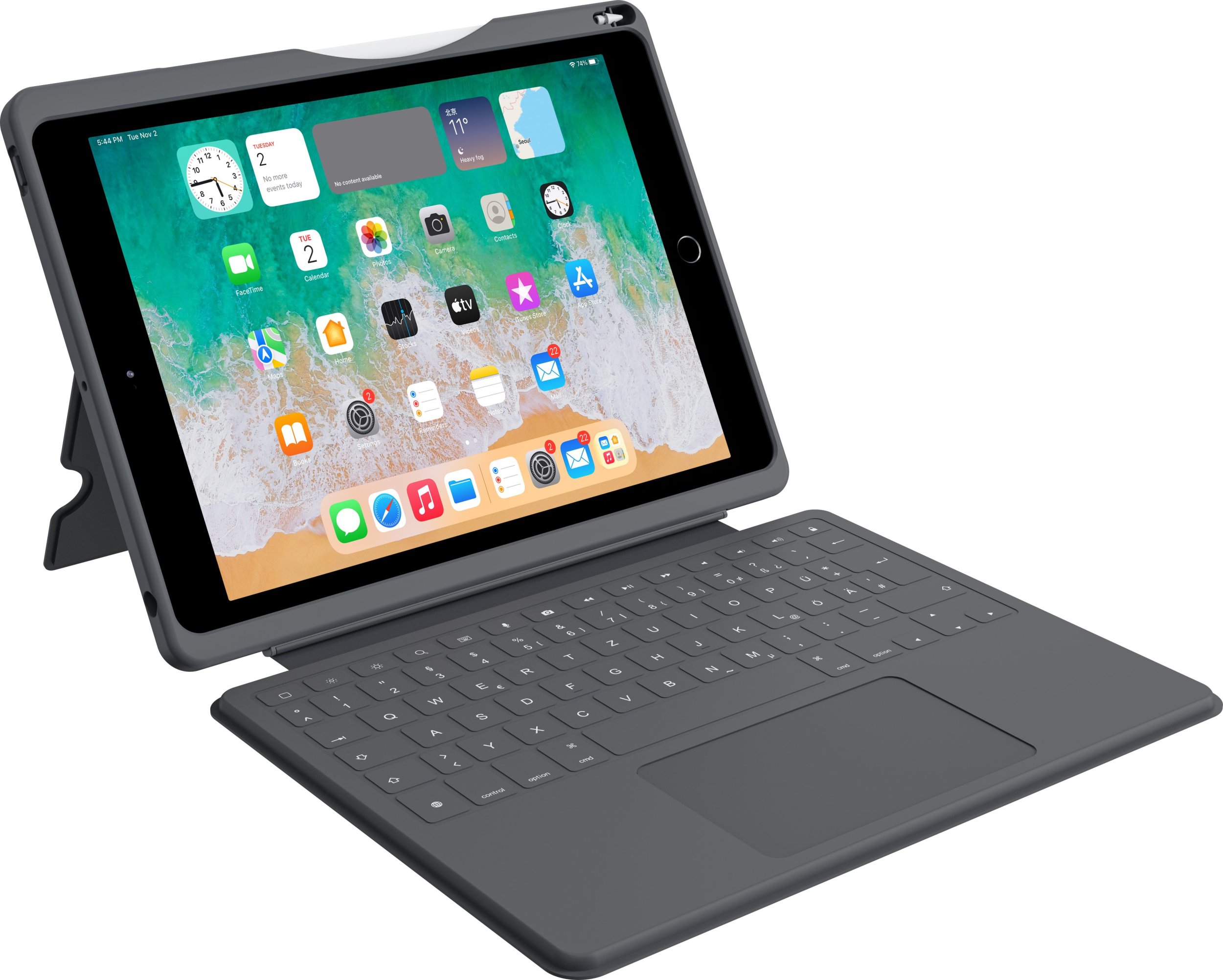 Тастатура Deqster Smart And Robust за iPad 10.2", германски QWERTZ распоред, сива