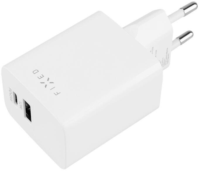 Karikues FIXED Mini me USB-C + USB-A, PD, 45W, i bardhë