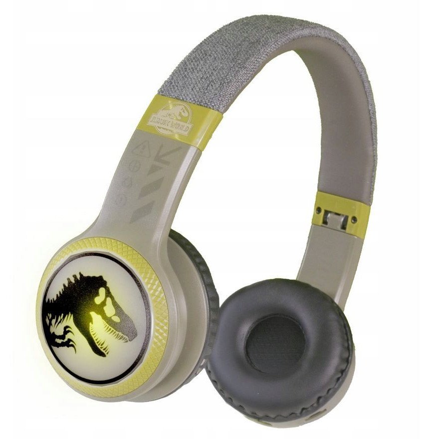 Kufje wireless Lazerbuilt Jurassic World, Bluetooth, me drita LED, të zeza