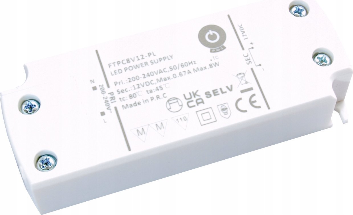 Напојување со струја POS FTPC8V12 PL, излез 12V, заштита од преоптоварување, сиво