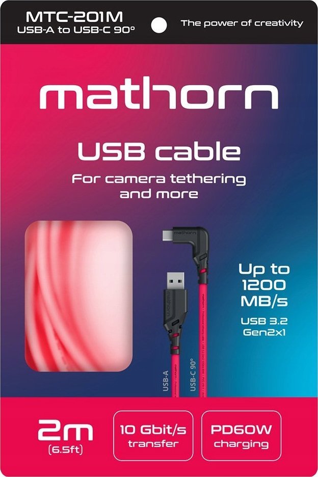 Кабел за тетеринг Mathorn MTC-201, USB A во USB C 3.2 Gen2, 2 m, магента