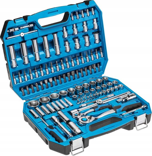 Set veglash Högert Technik HT1R432, 112 copë, me valixhe, gri