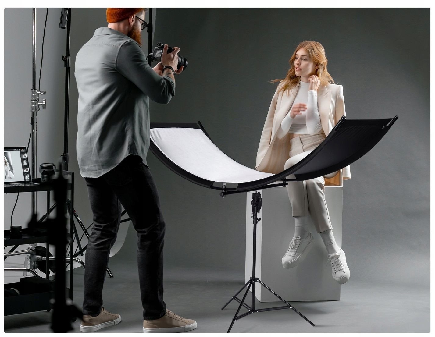 Reflektor fotografik K&amp;F Concept U-Shape 4-in-1, 180x60 cm, i artë argjendtë