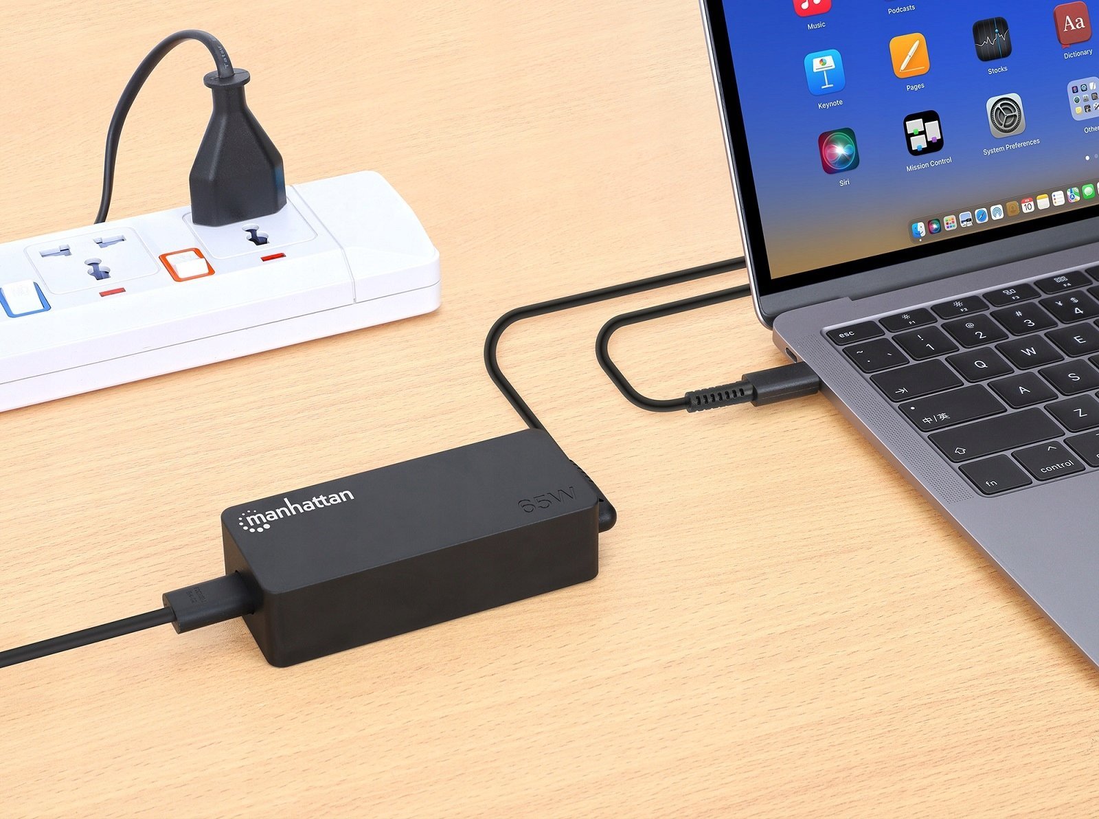 Karikues laptopi Manhattan USB C Power Delivery, 65W, dalje Type C, i bardhë