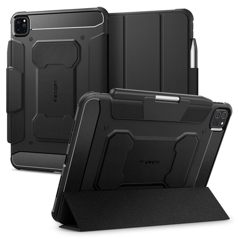Mbështjellës për iPad Pro 11" 2024 Spigen Rugged Armor Pro, i zi