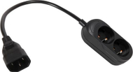 Adapter reduktues OEM për UPS, IEC C14 në 2x CEE 7/5, 30cm, i zi
