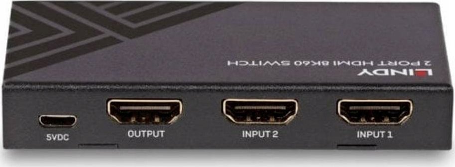 Ndërprerës HDMI Lindy 2 porta, 4K 60Hz, i zi