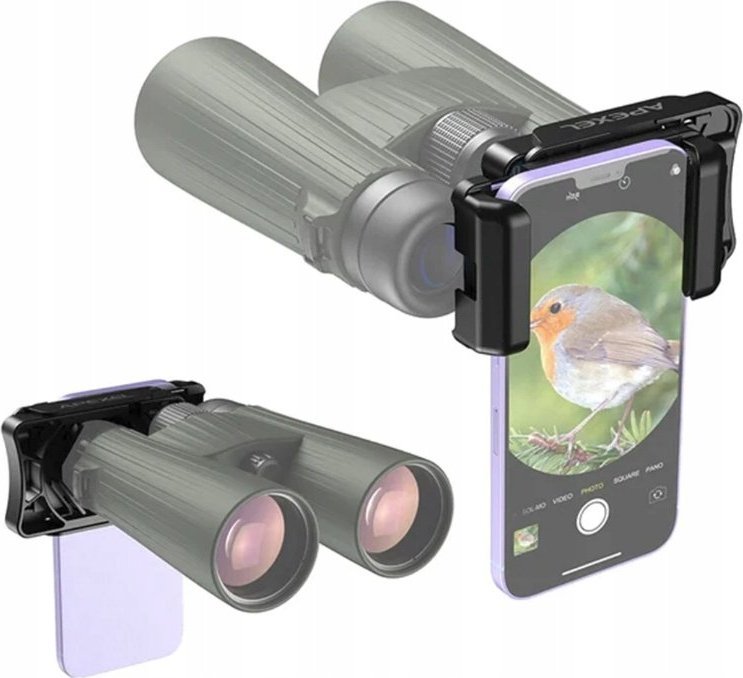 Mbajtëse universale telefoni Apexel APL-F002, për dylbi dhe teleskopë, e zezë