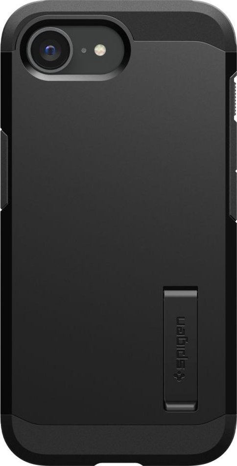 Mbulesë telefoni Spigen Tough Armor MagSafe për iPhone 16e, me këmbë mbështetëse, e zezë