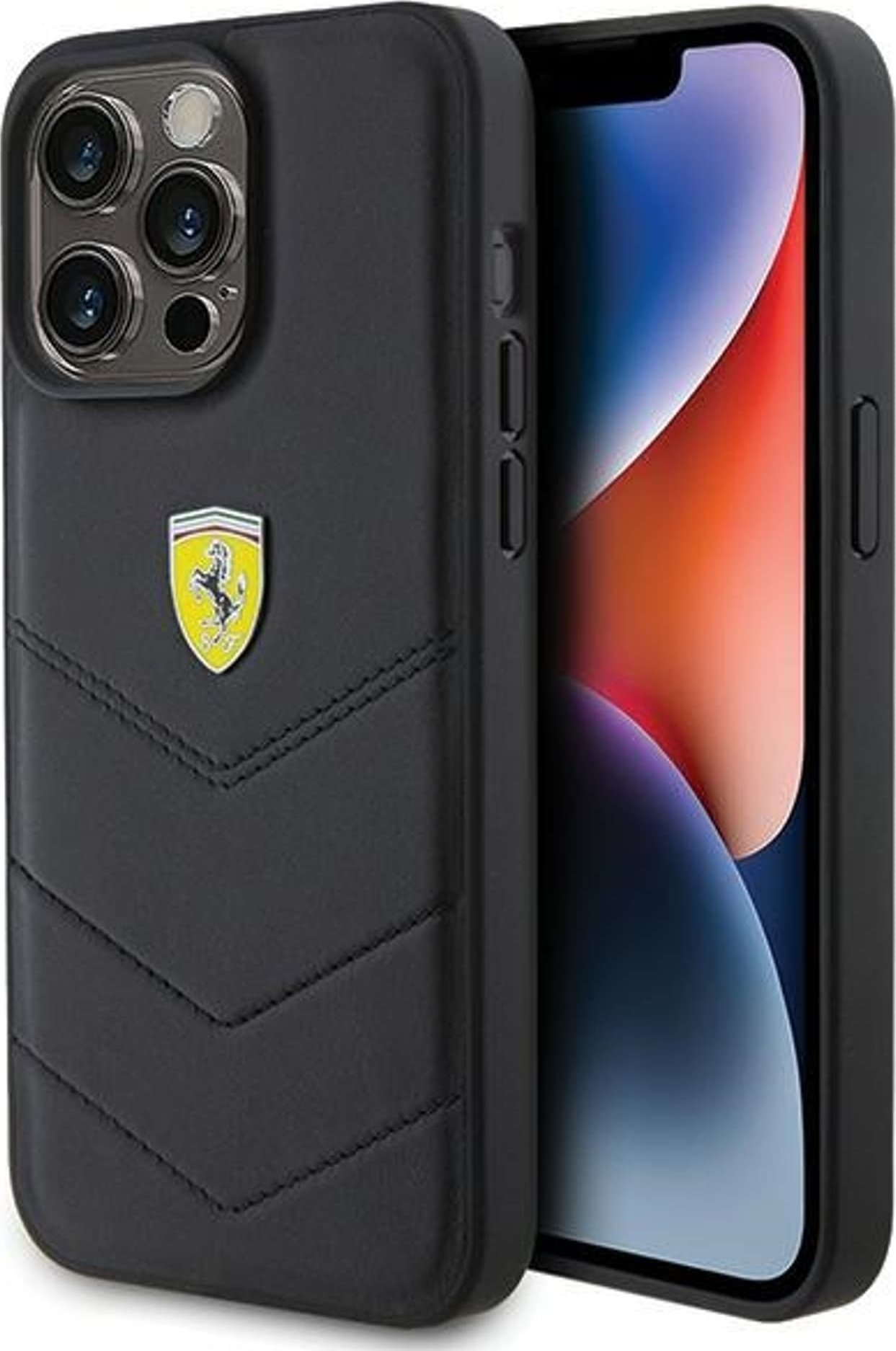 Mbulesë telefoni Ferrari Quilted Metal Logo, për iPhone 15 Pro Max 6.7", plastike, e zezë