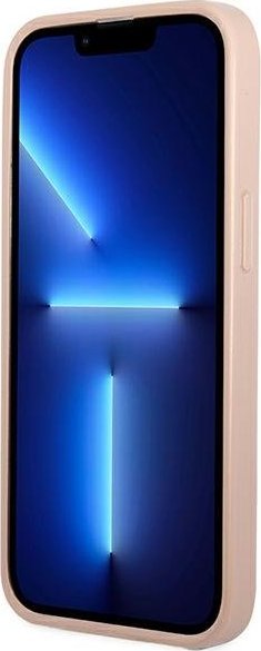 Mbulesë telefoni Guess GUHCP13SPSATPP për iPhone 13 mini 5.4", hardcase Saffiano me xhep karte, rozë