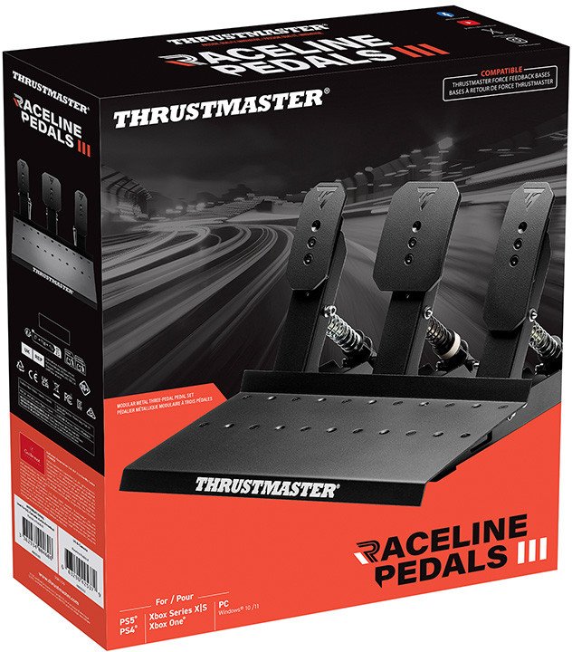 Pedale garash Thrustmaster Raceline Pedals III, set me 3 pedale, për PC dhe PlayStation dhe Xbox, të zeza