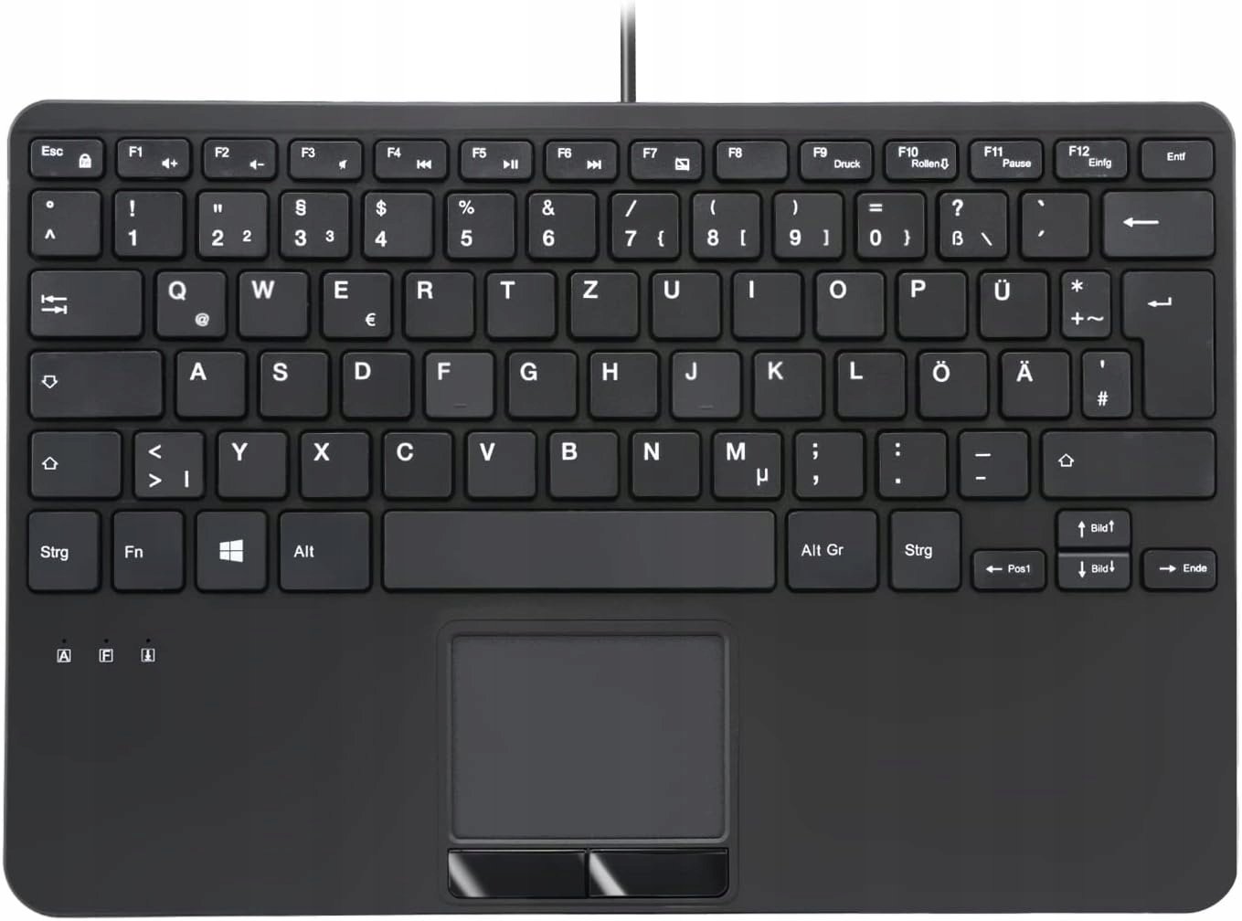 Tastierë Perixx PERIBOARD-525 H DE, QWERTZ gjerman, me touchpad, e zezë
