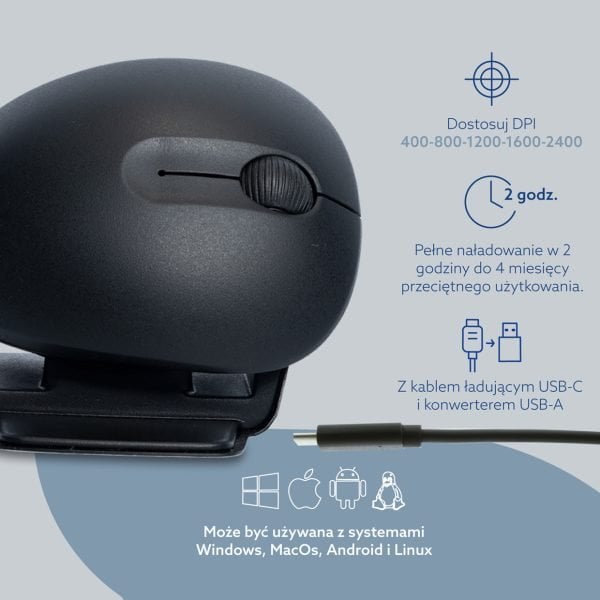 Maus ergonomik R-Go Tools R-Go Twister, Bluetooth dhe me kabllo, i palosshëm, për të dy duart