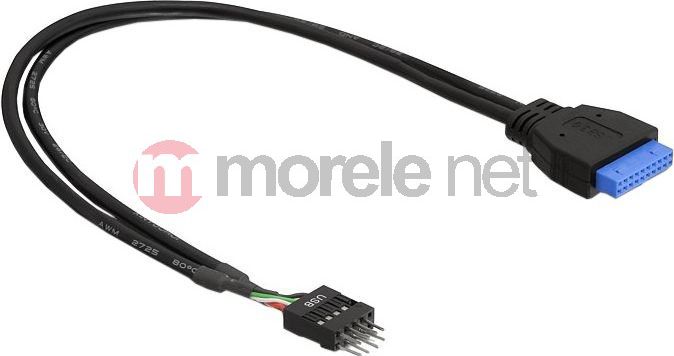 Kabllo Delock USB 19 pin në USB 8 pin, 0.3m, e zezë