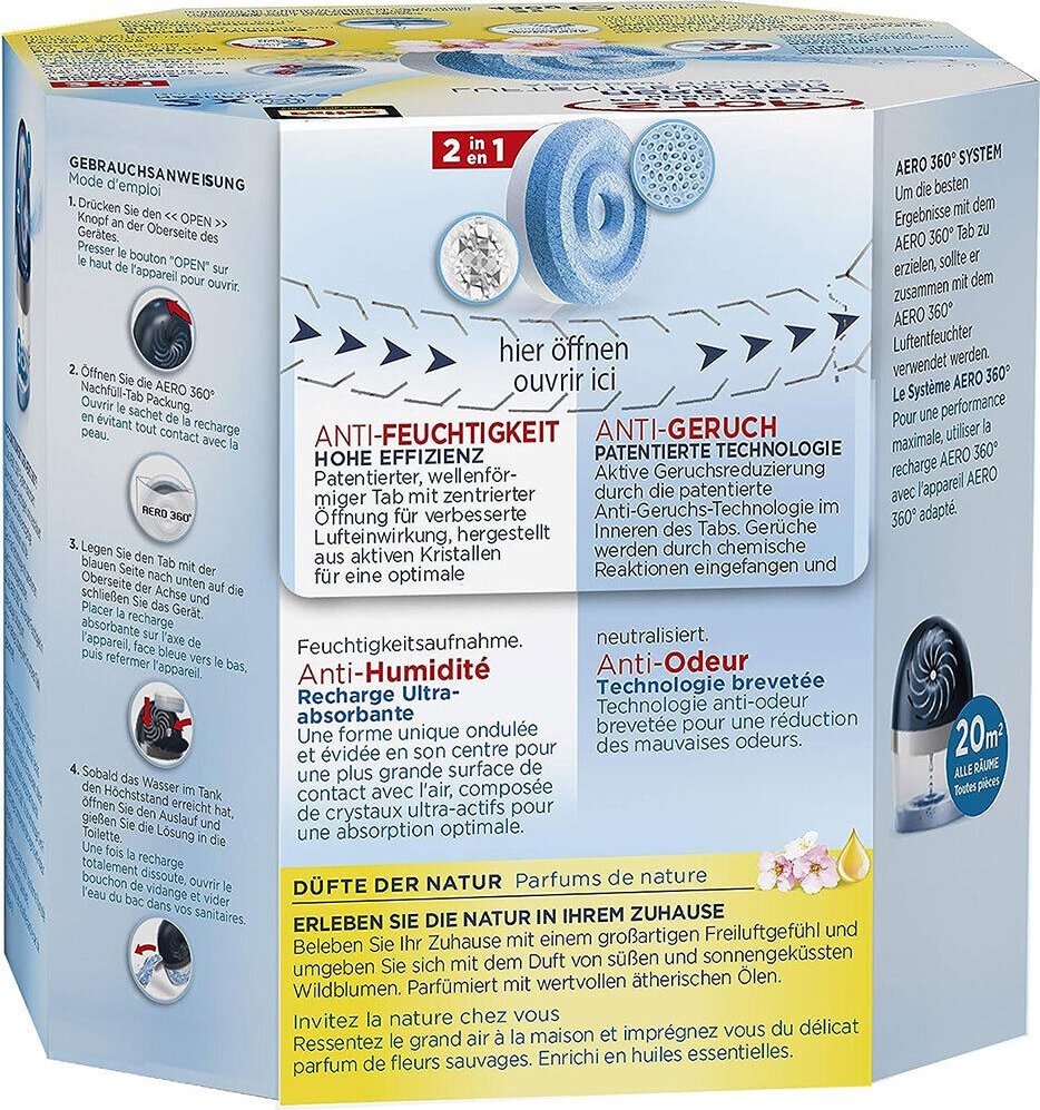 Tableta zëvendësuese ajritharëse Pattex AERO 360, 2x450g, aromë livadh me lule të egra