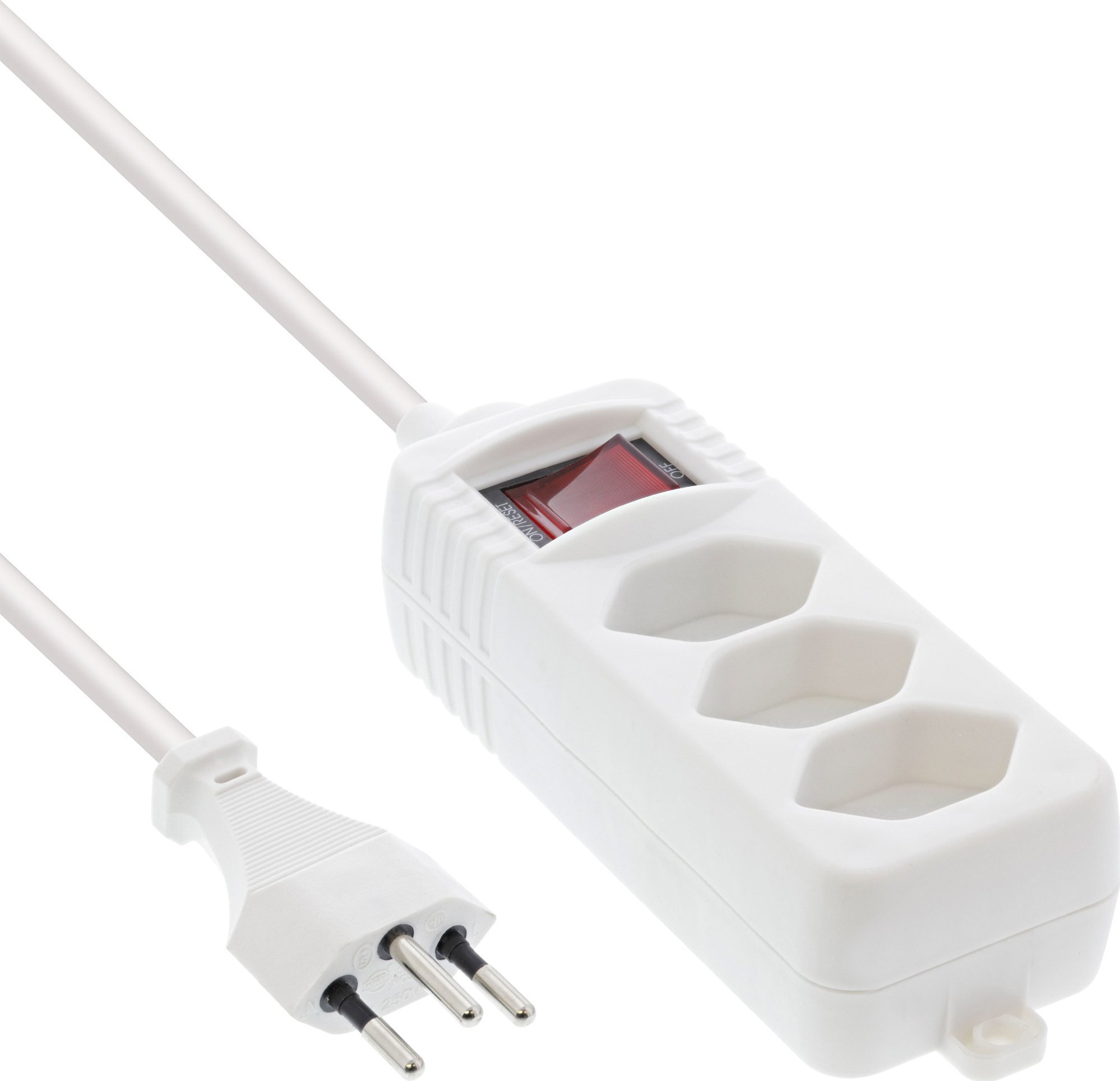 Prizë shumëshe InLine Socket Strip Switzerland, 3 dalje, kabllo 1.5m, e bardhë