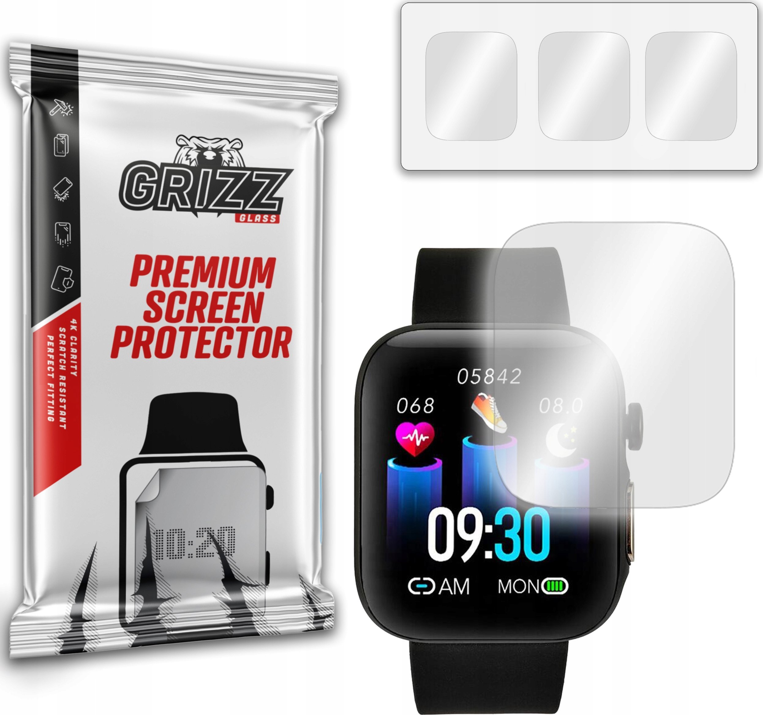 Folie mbrojtëse për orë GrizzGlass Hydrofilm Watchmark WGT2, hidrogel, set 3 copë, transparente