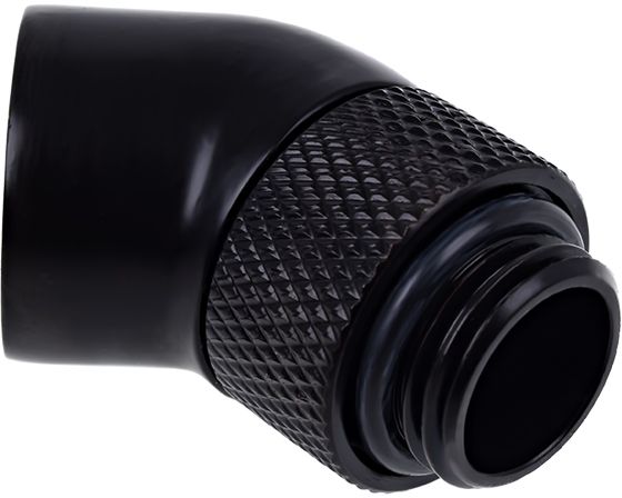 Përshtatës këndor për sistem ftohjeje me ujë Alphacool Eiszapfen, 45°, 1/4", i zi