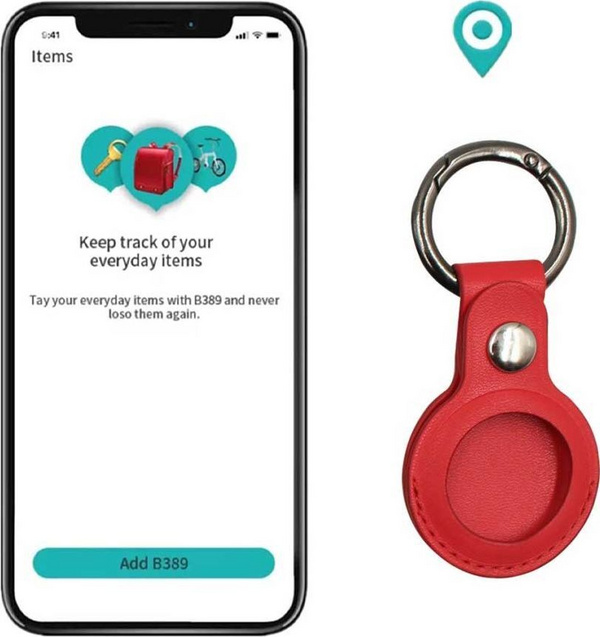 Mbajtëse lëkure Alogy për Apple Air Tag, e kuqe