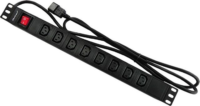 Kabllo zgjatëse Qoltec, 19'', 1U, 10A, PDU, 8xIEC C13, 2 m, e zezë