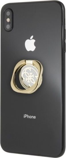 Mbajtëse unaze për telefon Guess GURSEQGWH, metal, stendë, ari e bardhë