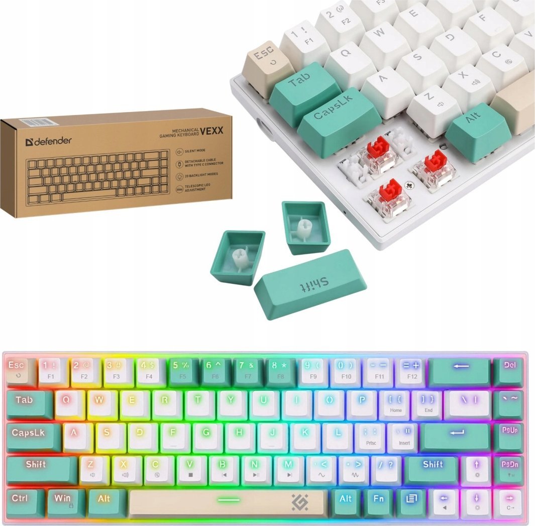 Tastierë mekanike gaming Vexx GK, layout 60%, RGB, me kabllo Type C