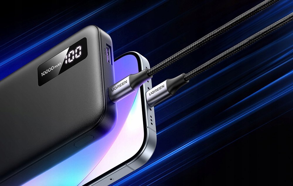 Power bank UGREEN 25742, 10000mAh, брзо полнење во два правци, црн