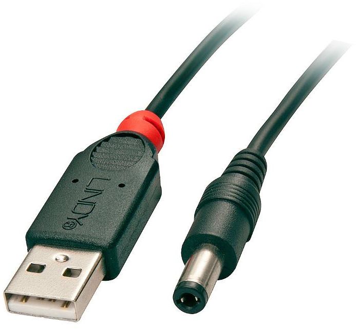 Kabllo Lindy 70268, USB-A në DC, 1.5 m, e zezë