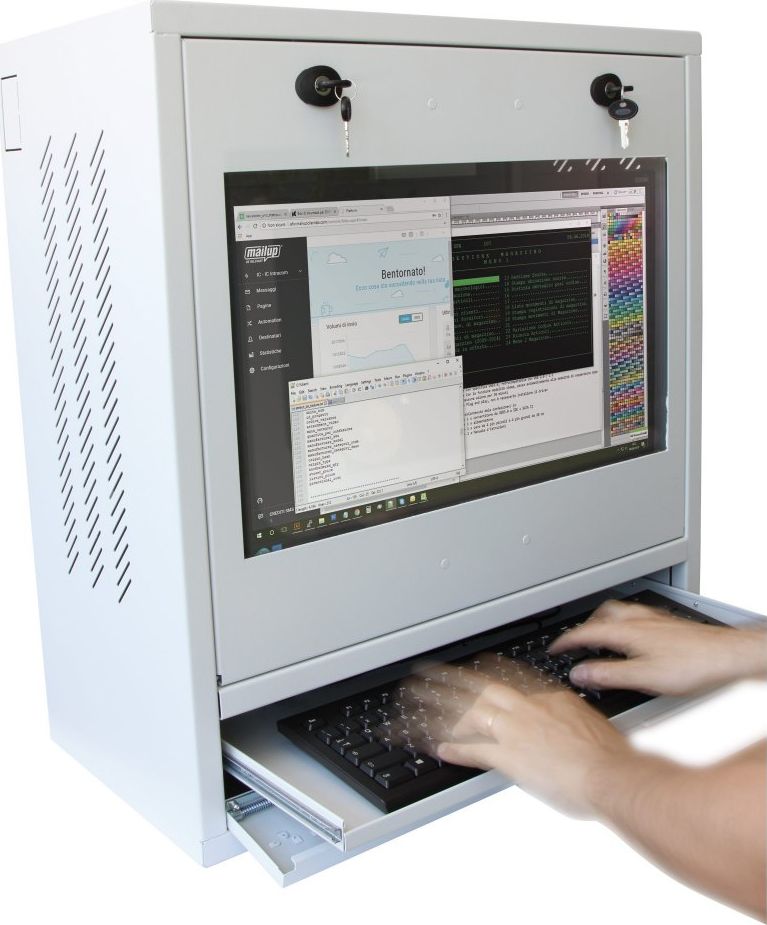 Kabinet muri për PC industrial Techly ICRLIM10, për monitor 22", me ventilim, gri