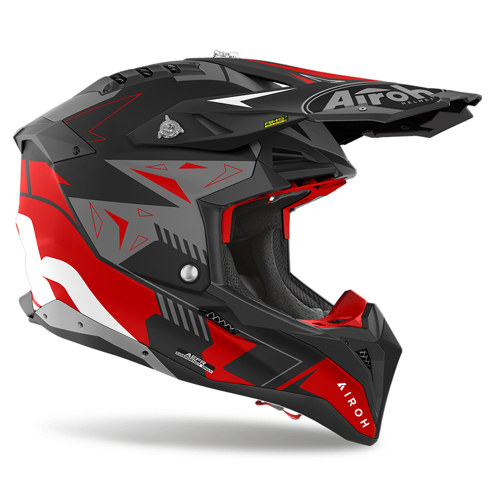 Helmetë motocross Airoh Aviator 3 Spin, madhësia S, e kuqe