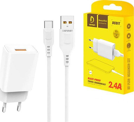 Karikues Denmen DC01 1x USB-A 2.4 A (29374), i bardhë